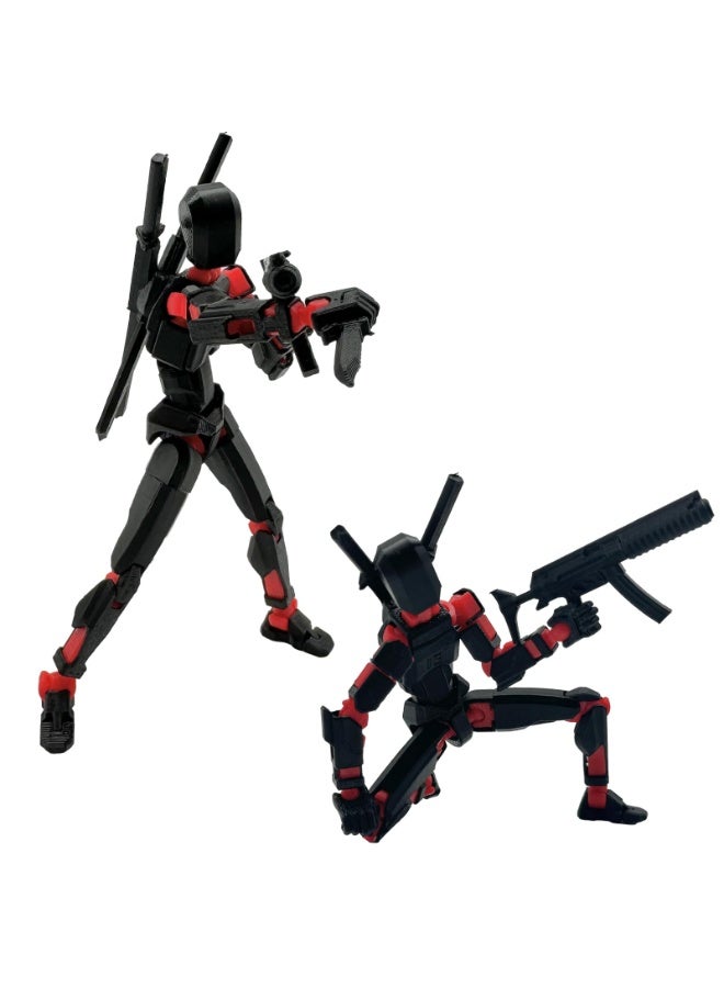 (Assembly Completed) 3D Printed Figure 5.54-inch Dummy13 with Weapon Expansion Set and Bracket, Full Body Mechanical Movable Toy, Desk Decoration. (Black) - Image 3